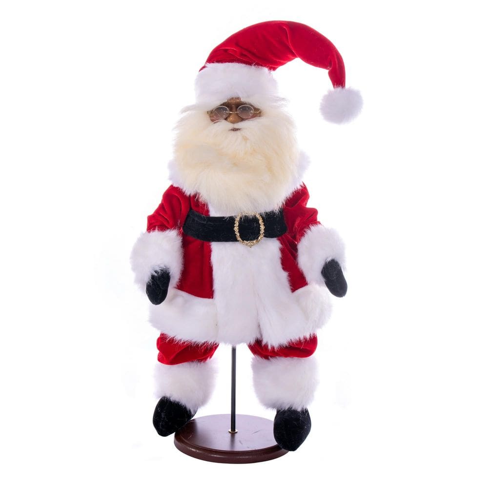 Estatueta Vickerman, boneca de Papai Noel de veludo vermelho de 46 cm com suporte