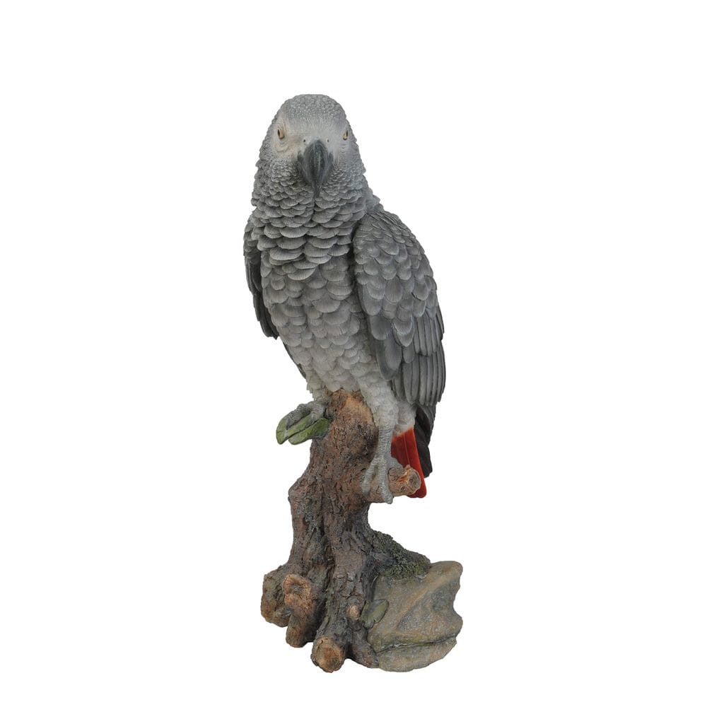 Estatueta Hi-Line Gift Grey Gabon Parrot on Stump