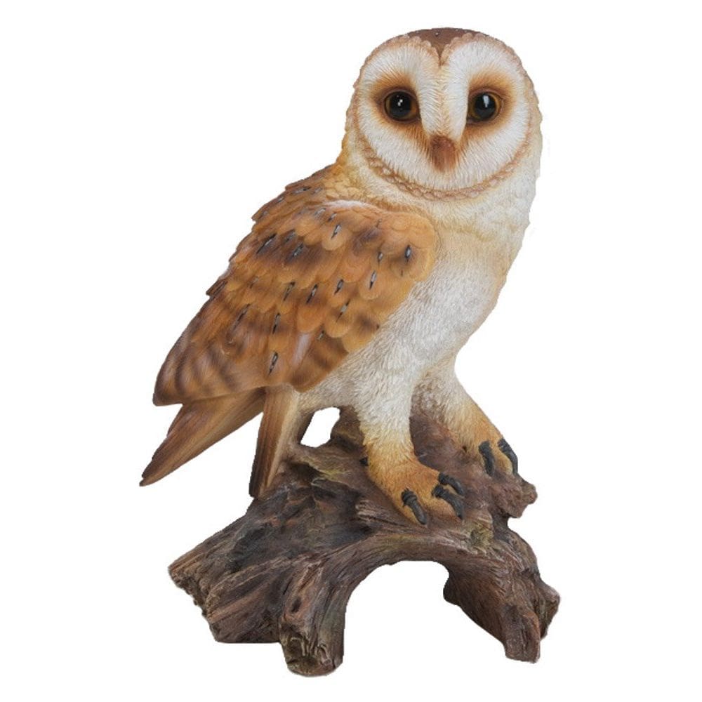 Escultura de coruja de celeiro de presente de alta linha em toco de 18 cm