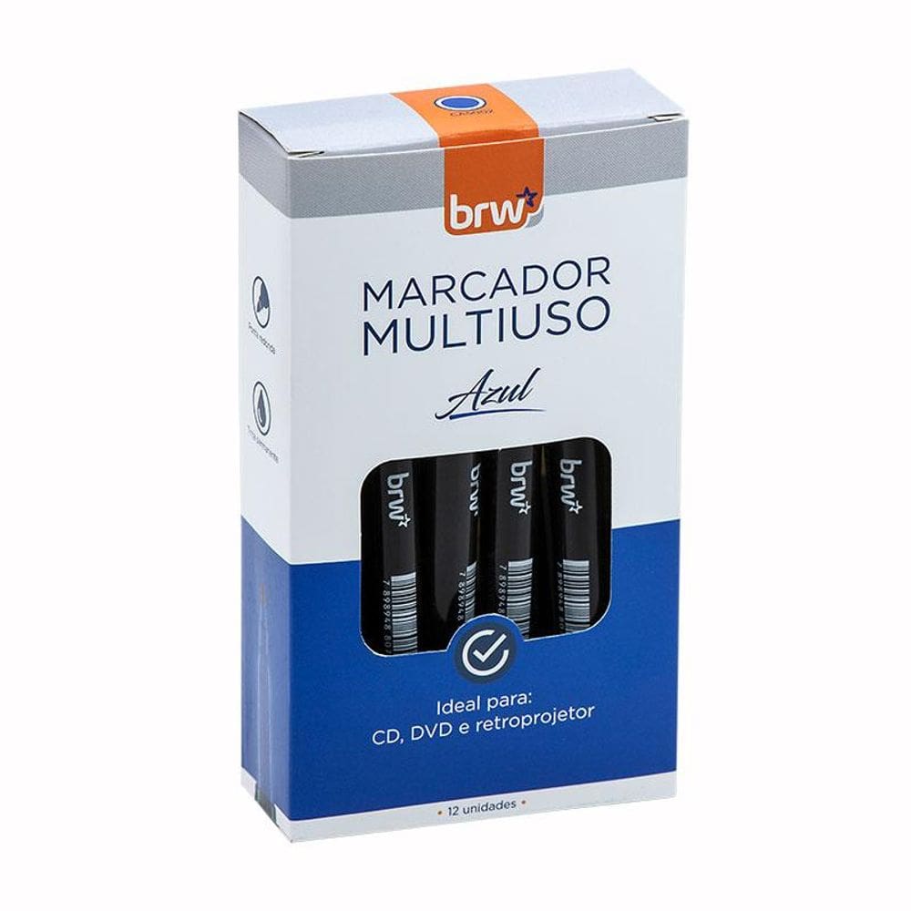 Pincel para retroprojetor 2mm Azul CA5002 com 12 unidades - BRW