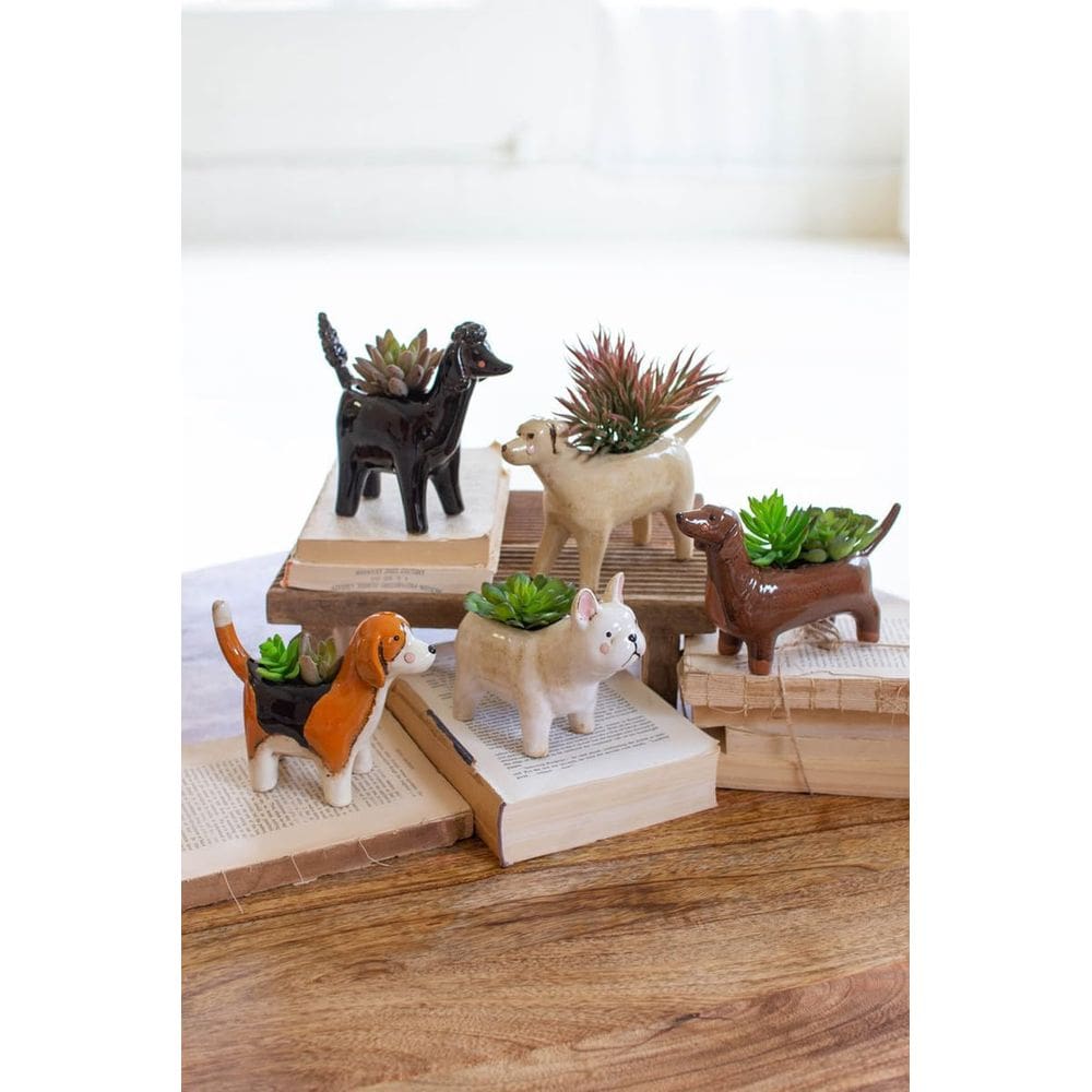 Plantador KALALOU CDV2172 Conjunto de 5 cães de cerâmica 18x6x15 cm