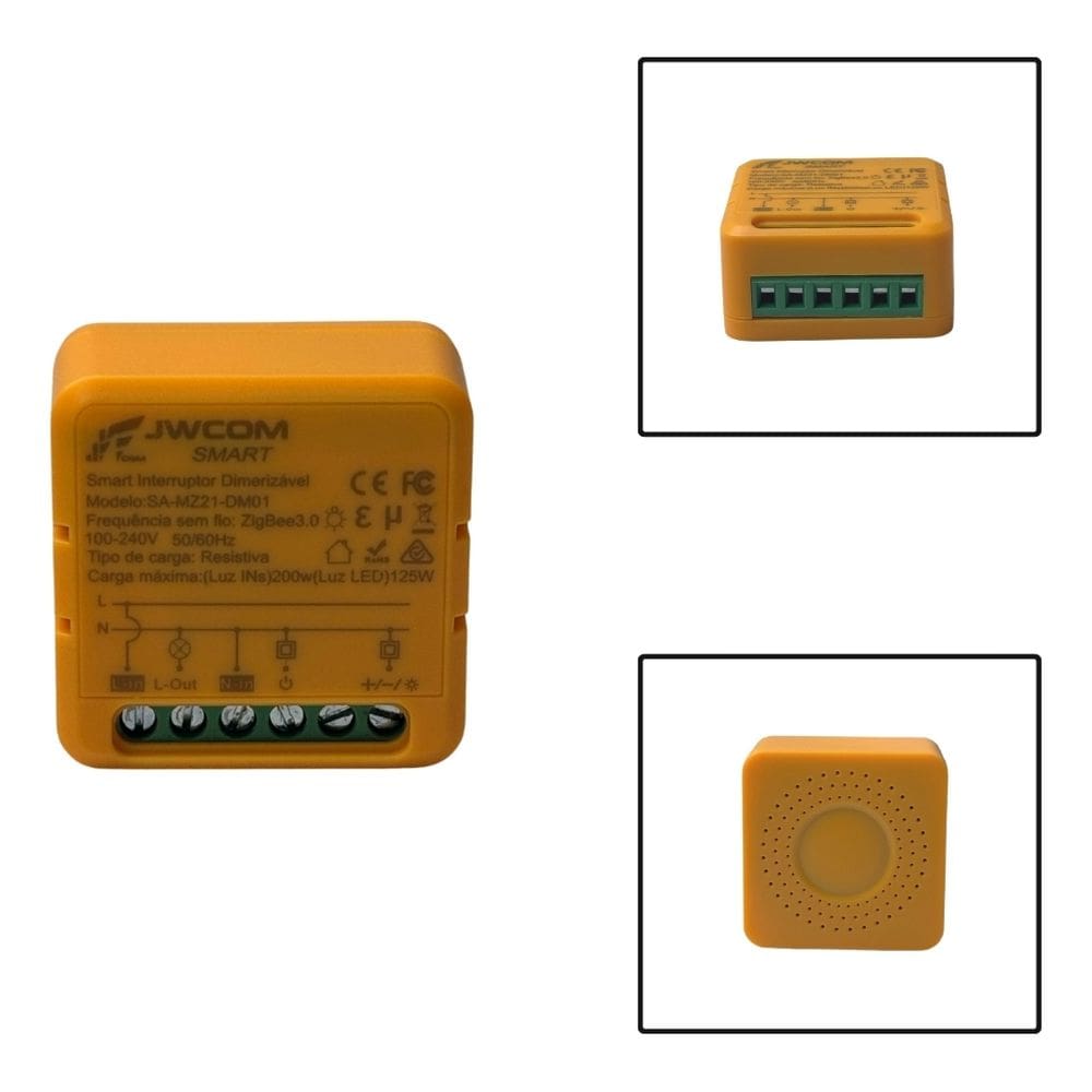 Mini Interruptor Relé Zigbee Dimmer Amazon Tuya Laranja SA-MZ21-MD01