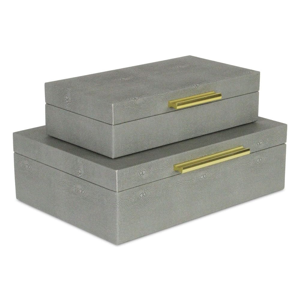 Juego de Cajas Decorativas Cheung en Imitación de Shagreen Gris