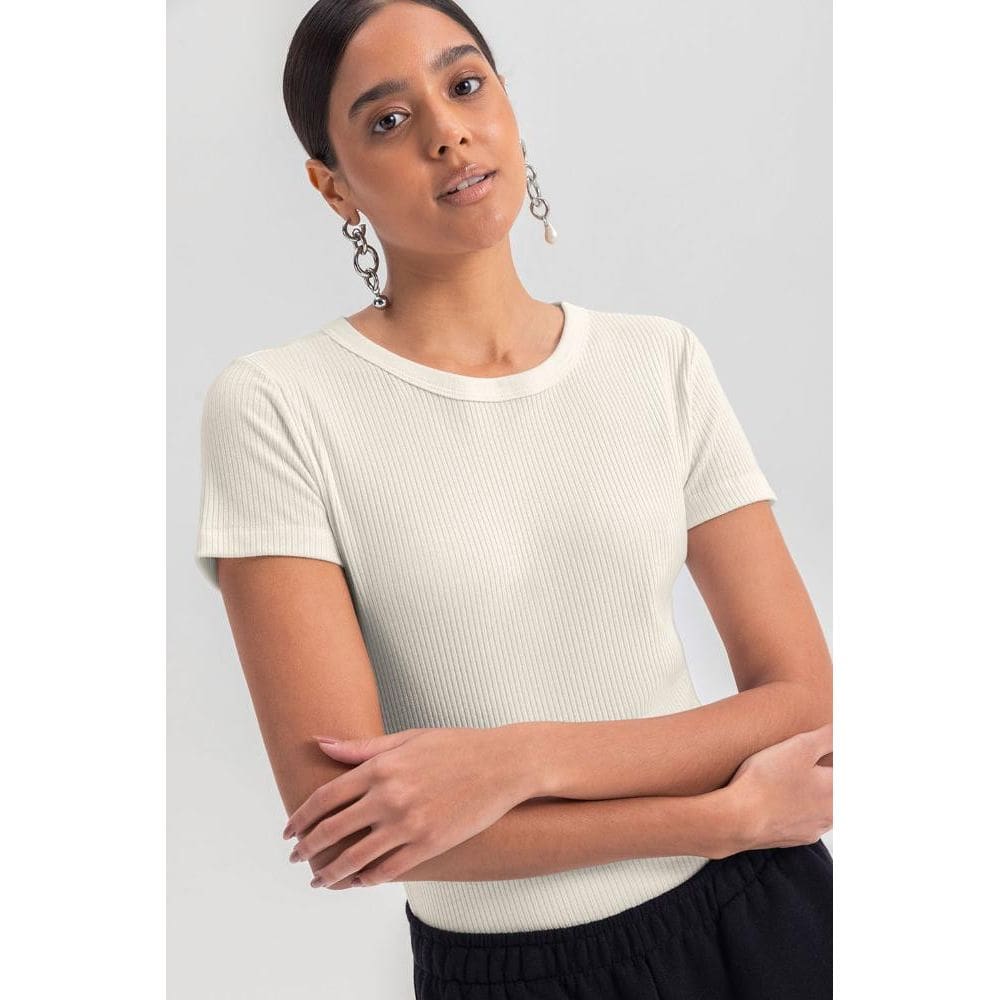 Blusa feminina em ribana canelada Essendi