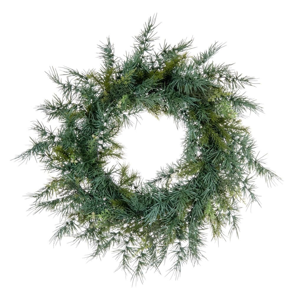Coroa de flores Vickerman 61 cm de samambaia mista de cedro artificial