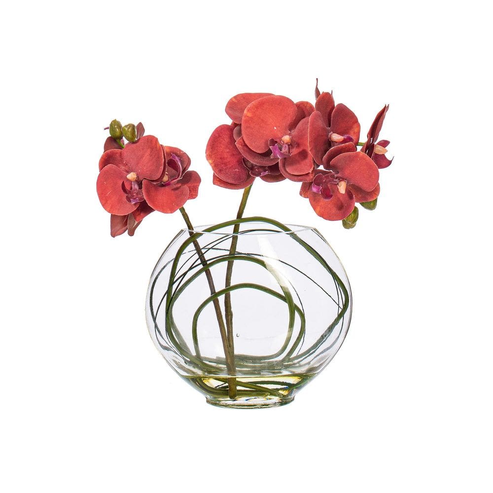 Orquídea borboleta roxa artificial de 25 cm em vaso de vidro Vickerman