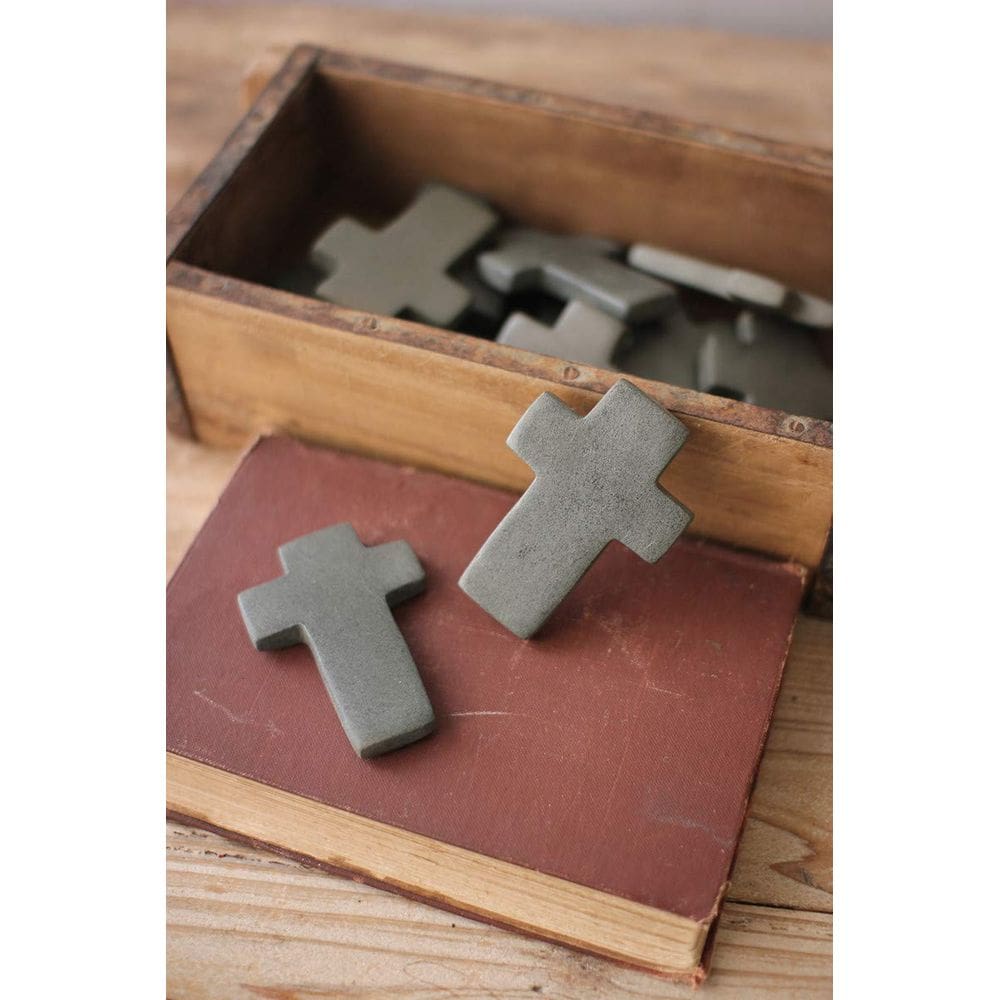 Conjunto de cruz de pedra esculpida à mão KALALOU, 6 peças, 6x9 cm