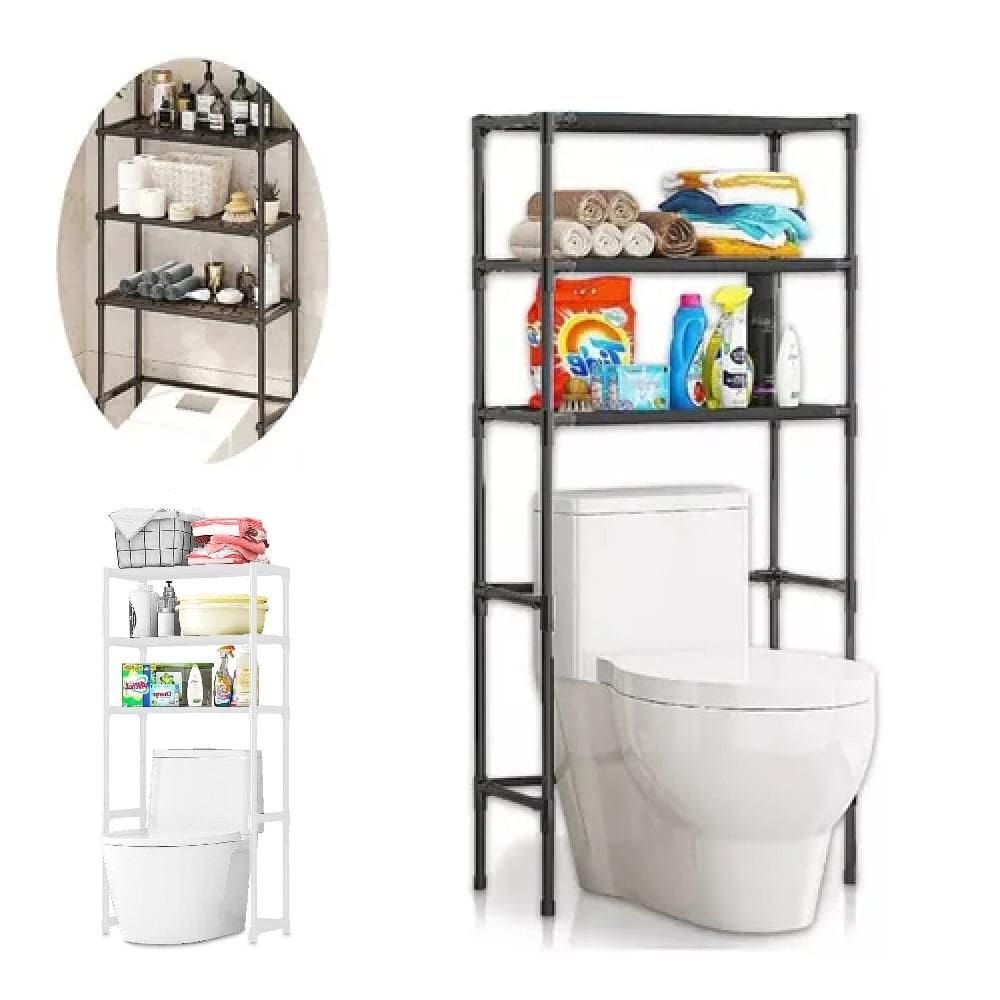 Estante Organizador Banheiro Rack Vaso Sanitario 3 Prateleiras Multiuso Arara Lavanderia Porta Toalha Loavanderia Limpez