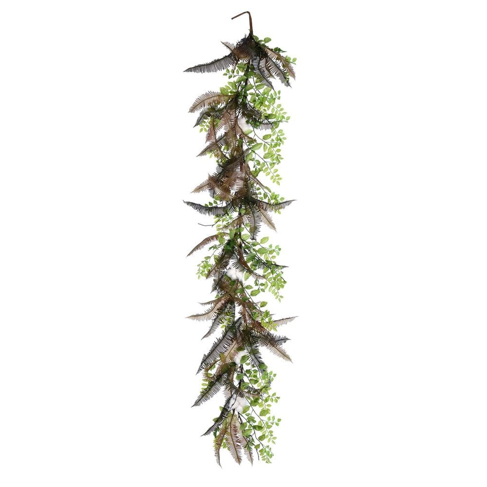 Algodão de samambaia verde artificial Garland Vickerman 183 cm