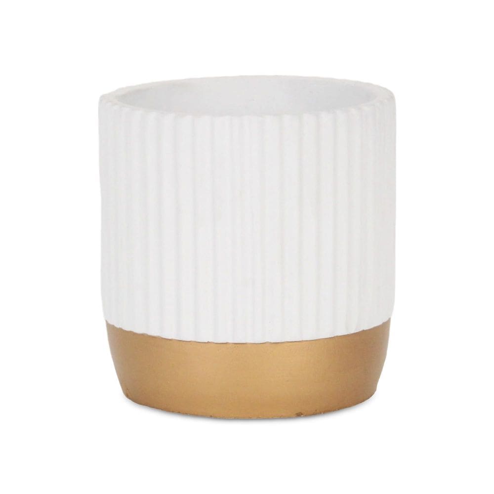 Vaso de cerâmica Planter Cheung`s Aurone, grande base em ouro branco