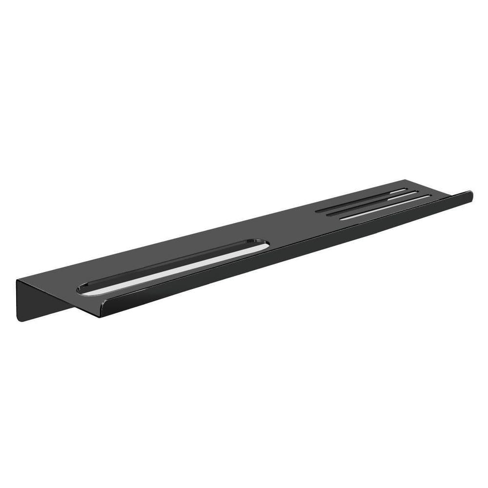Prateleira Suporte Banheiro Preto Fosco Grega Aço Inox 70Cm