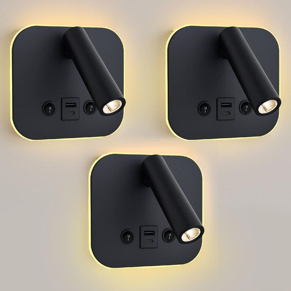 3 Arandela Spot Led Foco Móvel Usb E Usb-C Cabeceira Bet96