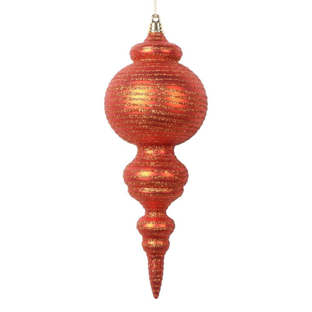Enfeite suspenso Vickerman de 10”, laranja polido fosco, pacote com 2