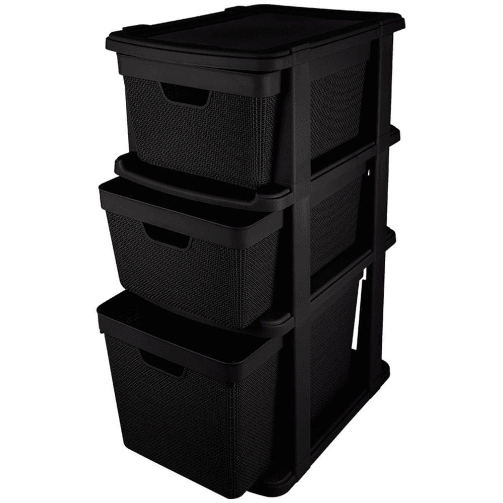 Gaveteiro Juta 3 Gavetas 22L/15 Preto 30x42x67 cm