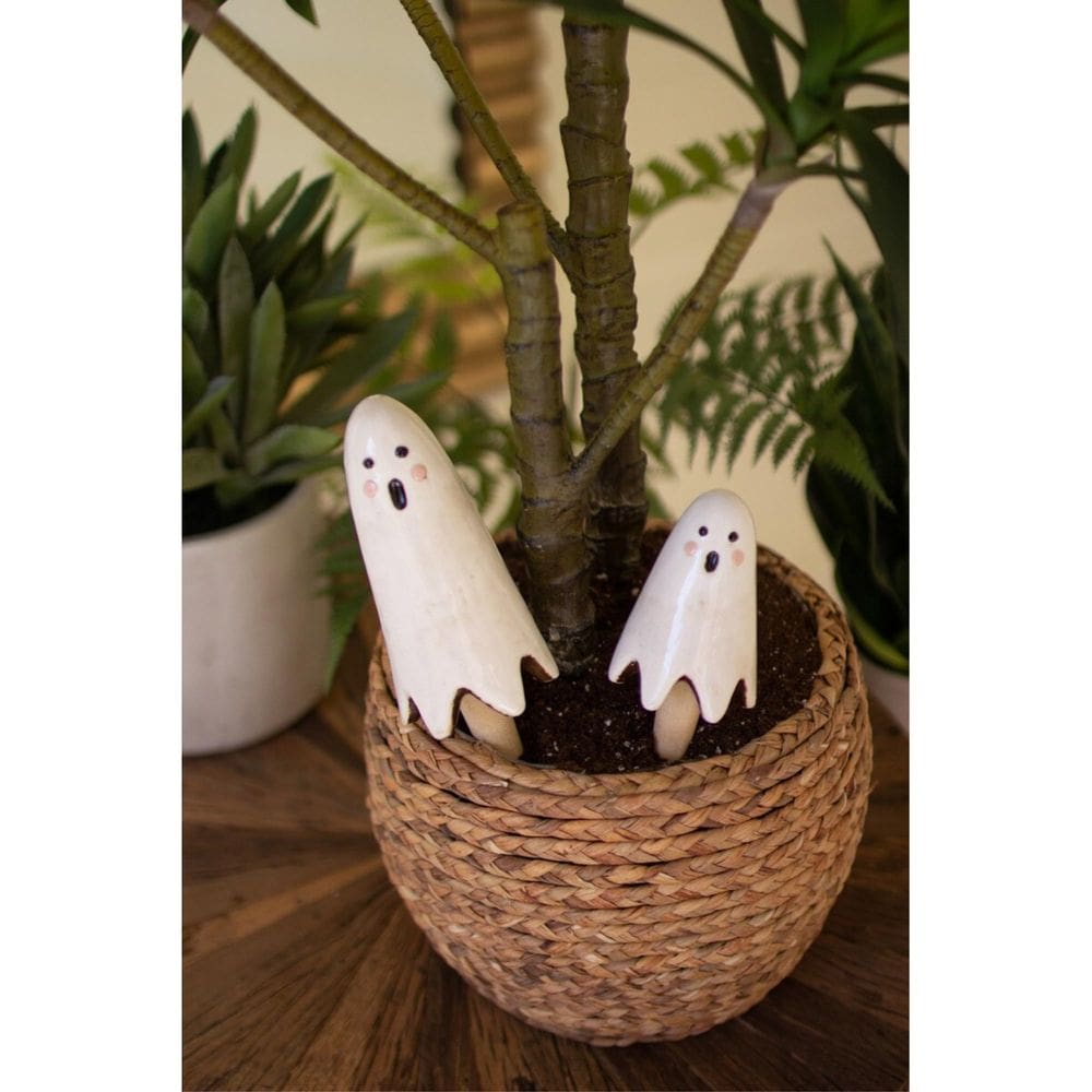 Planta artificial KALALOU Ceramic Ghost Sticks 27 e 21 cm