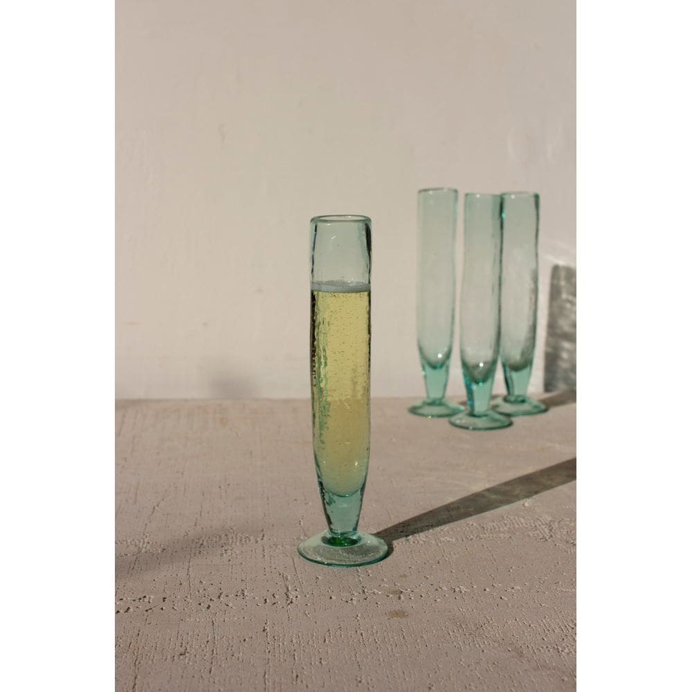 Copo para beber KALALOU Tall Recycled Green Flute Set 6
