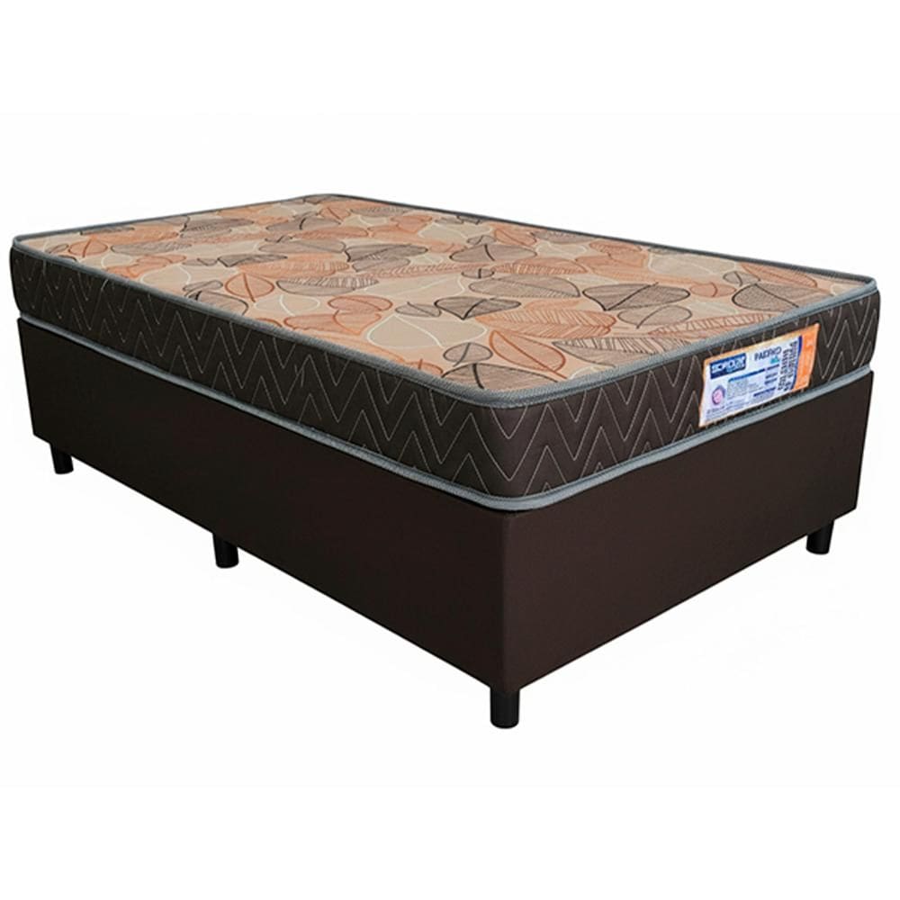 Cama Box Marrom + Colchão D23 SONOLAR PACÍFICO 88x188x51cm 100% ESPUMA INMETRO