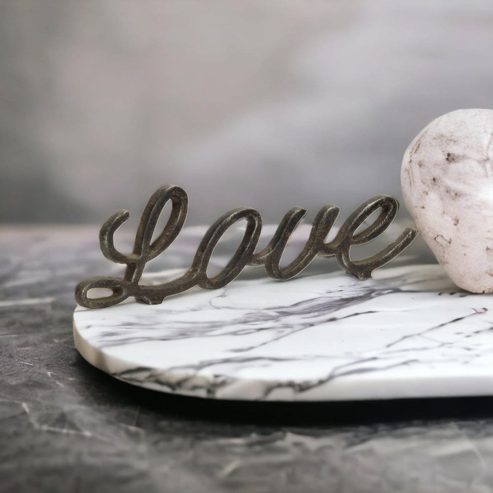 Decoração de mesa Cheungs Cast Iron Love 10x0,5x3cm preta