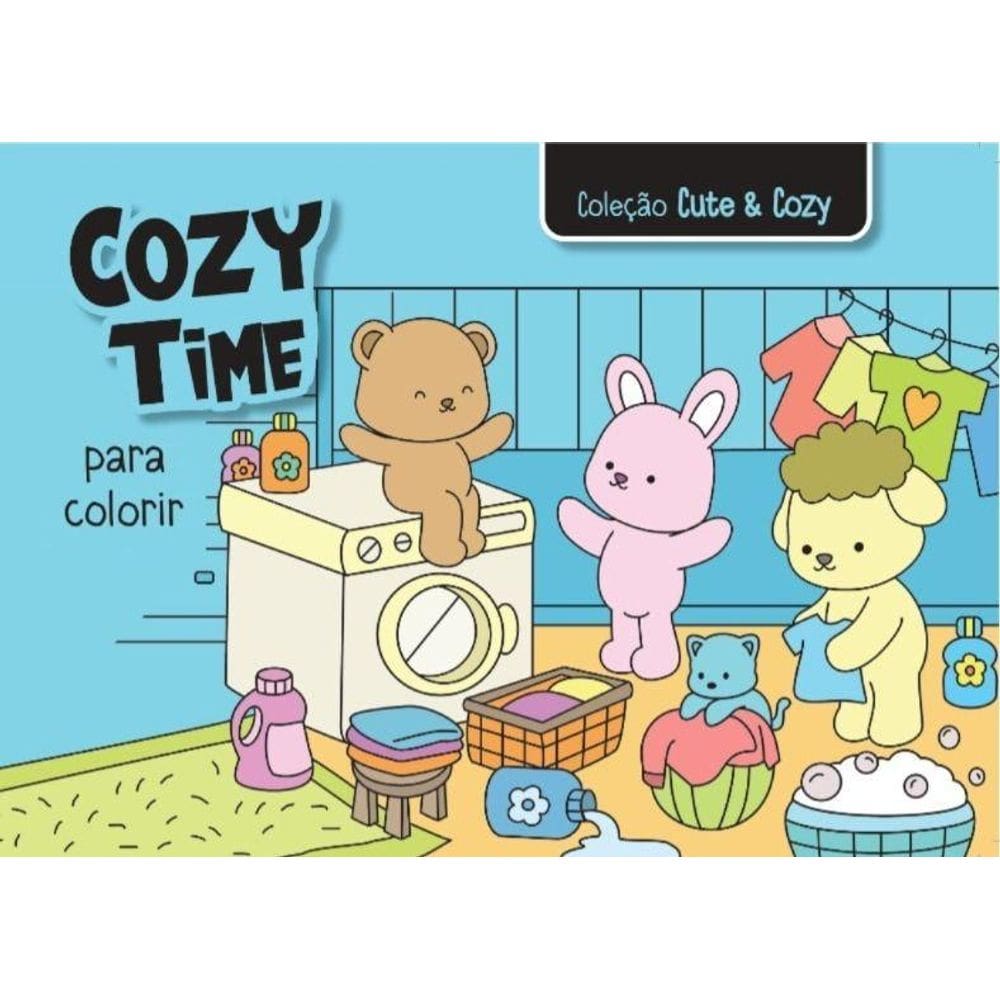 Livro De Colorir - Coleção Cute & Cozy - Cozy Time - Azul