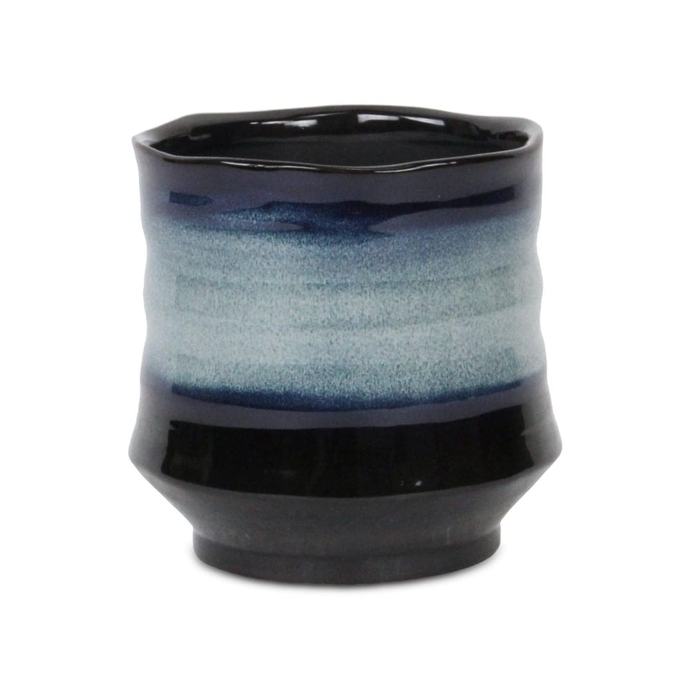 Vaso curvo azul grande de cerâmica Perlacea da Planter Cheung