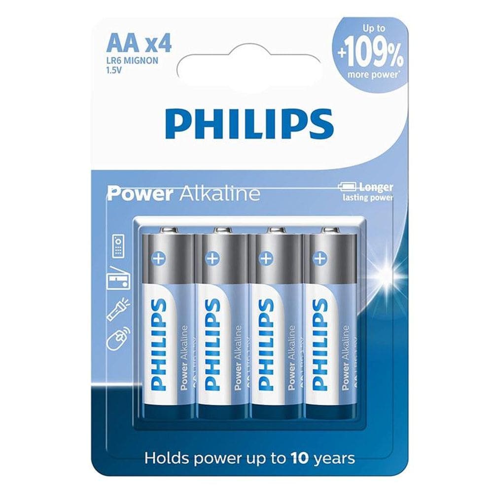 Pilha alcalina pequena AA c/ 4 unidades LR6P4B/59 Philips