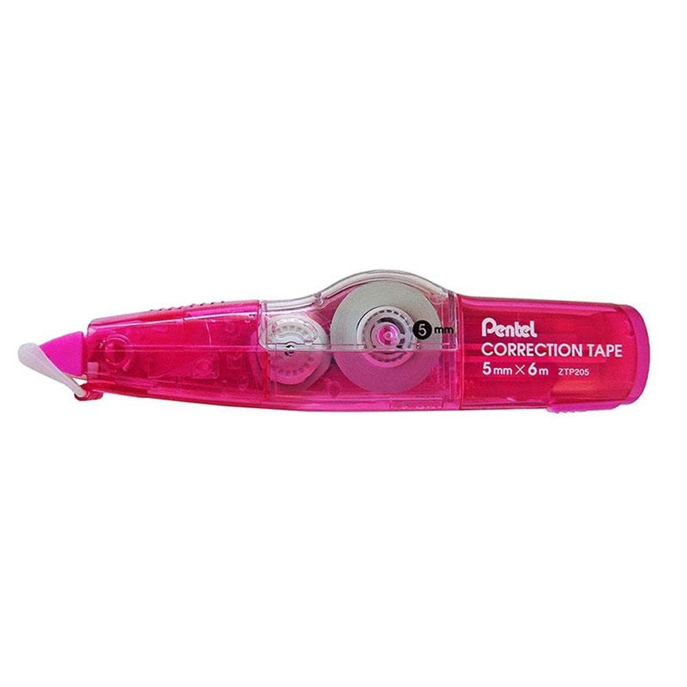 Corretivo em fita Correction Tape Rosa + refil 5mmx6m Pentel