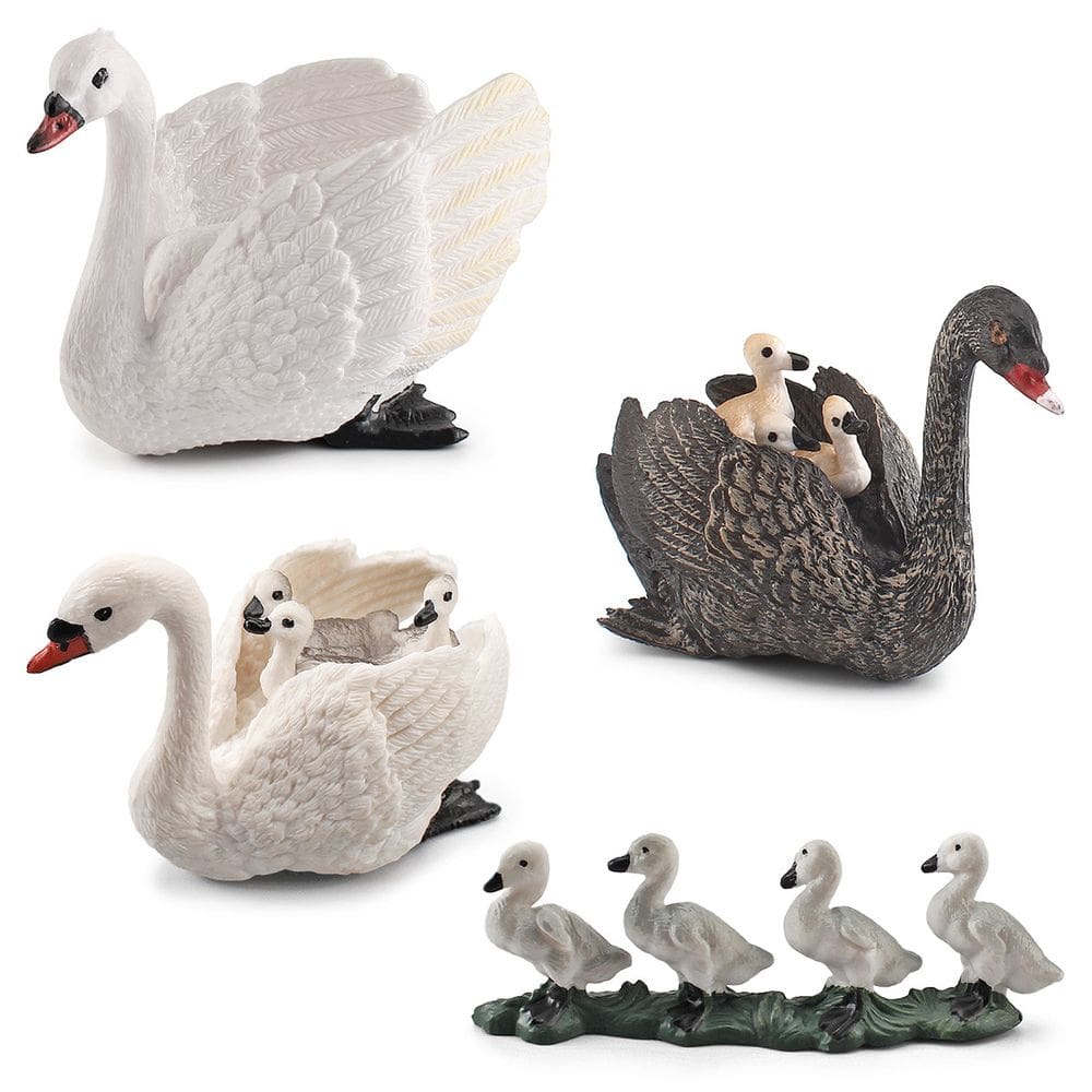 Conjunto de figuras Swan and Duckling x4 Realistic PVC Farm Animal