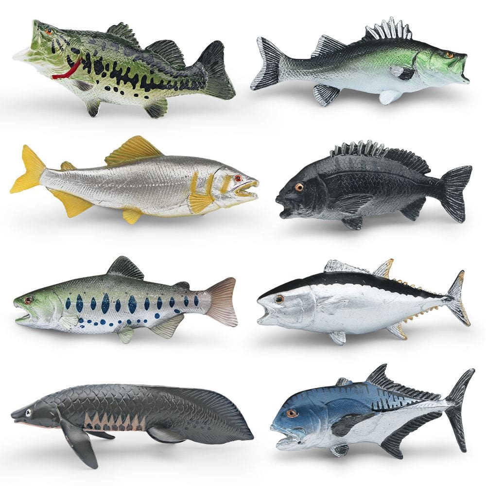 Conjunto de bonecos de peixe realistas em PVC oceânico, 8 unidades para crianças de mais de 3 anos