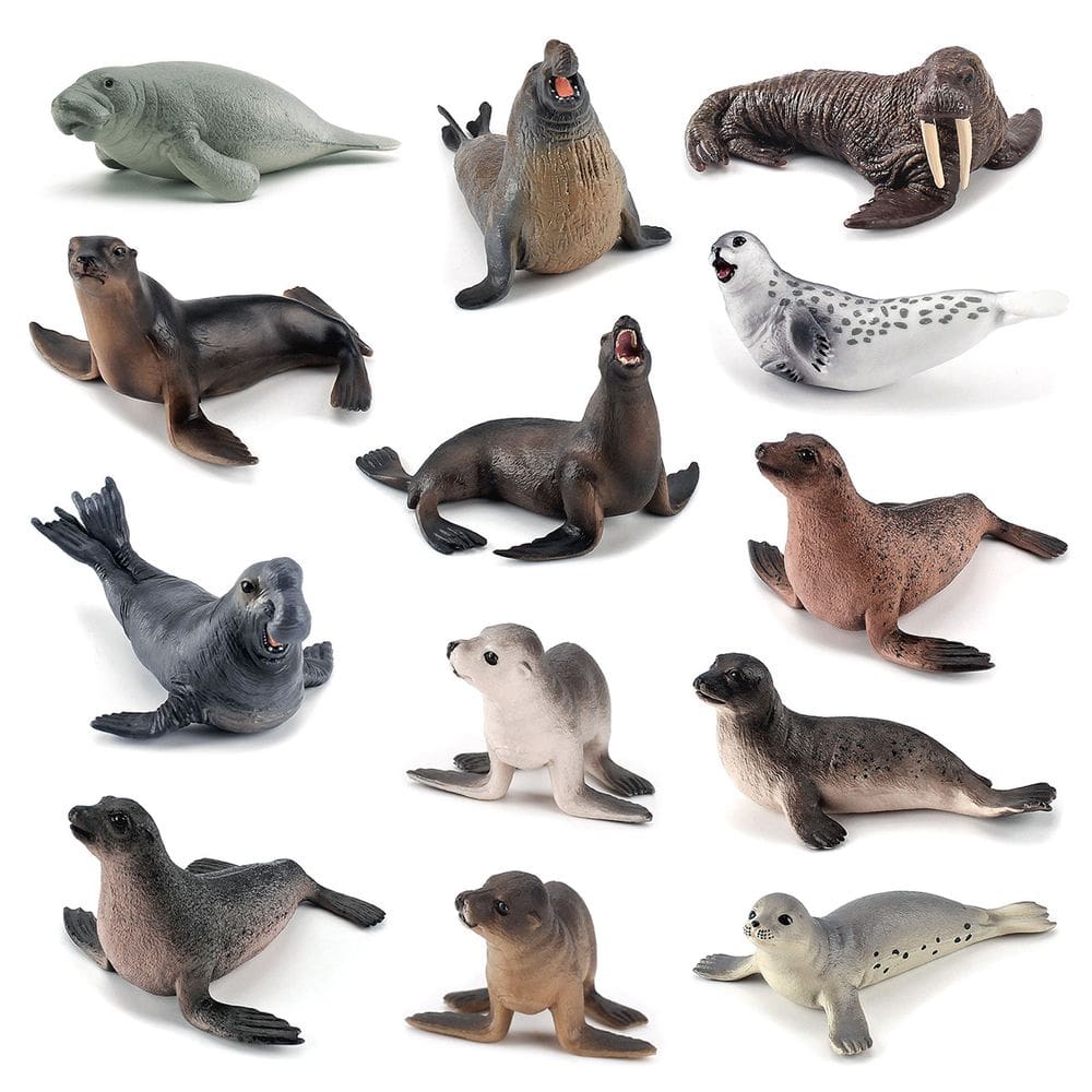Conjunto de figuras de animais oceânicos com 13 peças de vida marinha realista