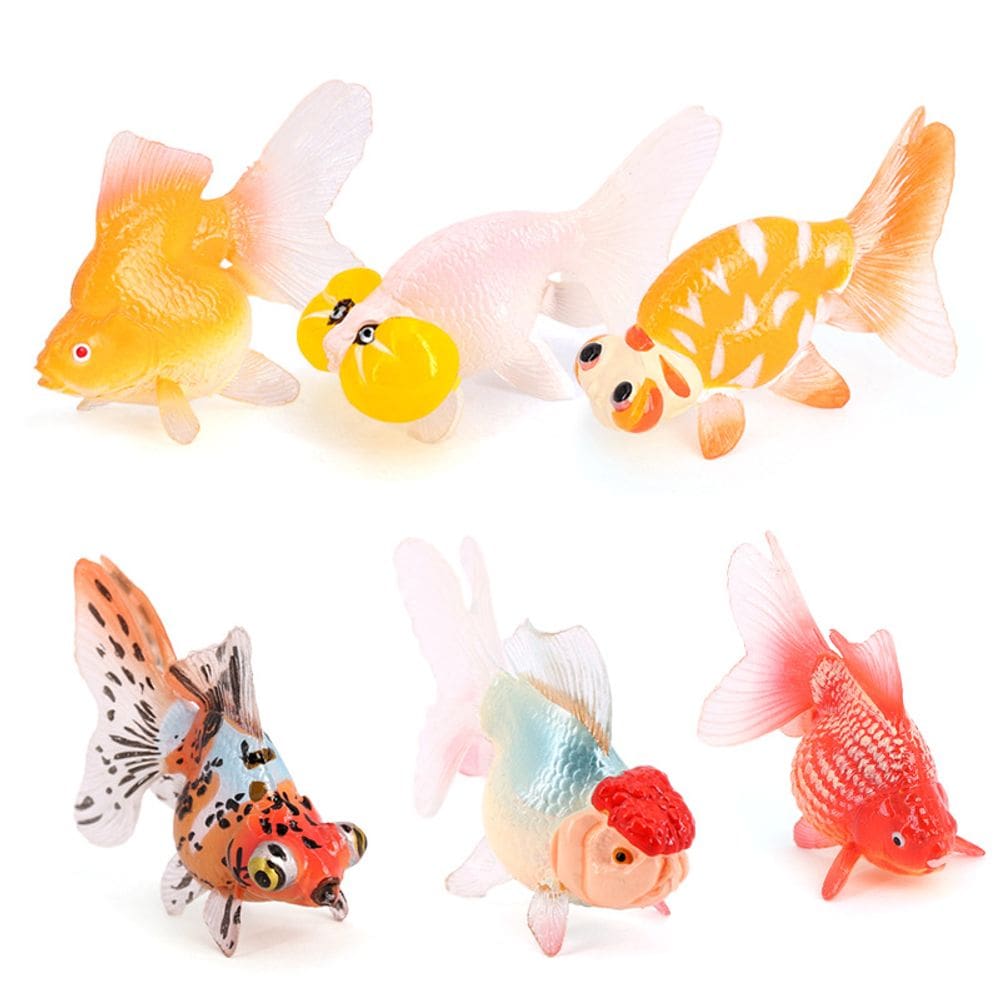 Conjunto de estatuetas de peixes dourados realistas de PVC para peixes de aquário, 5 unidades