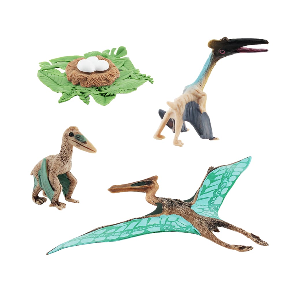 Conjunto de bonecos de dinossauro pterossauro em miniatura, 4 peças para crianças a partir de 3 anos