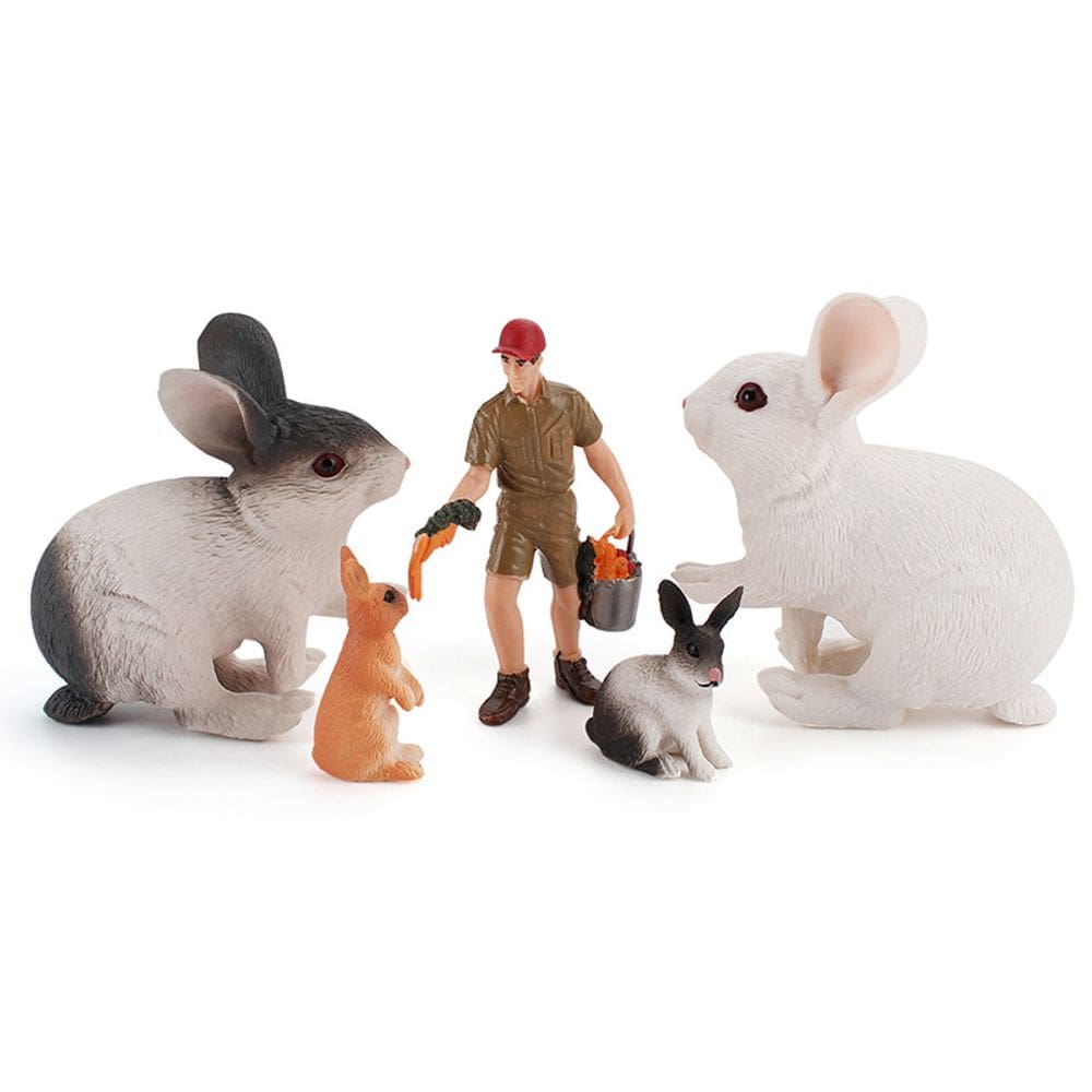 Conjunto de bonecos Rabbit and Caretaker x5, PVC, realista, 2,5-11 cm