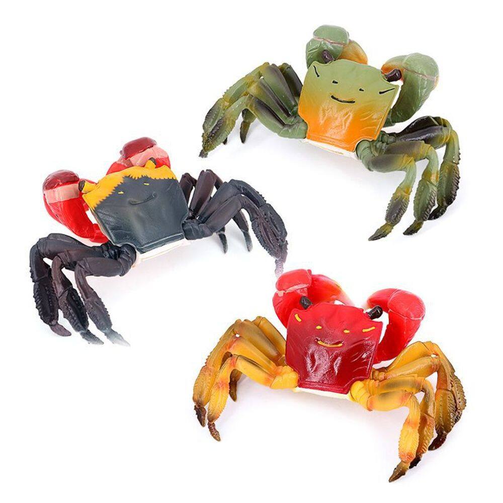 Conjunto de estatuetas Colorful Crab, 3 peças, PVC, Ocean Animal Kids