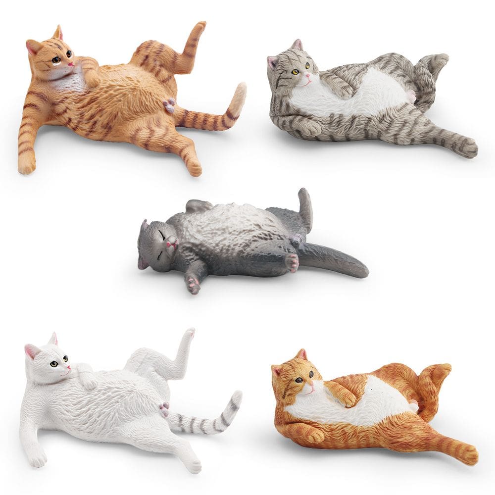 Conjunto de bonecos realista para colocar gatos em PVC dormindo e relaxando