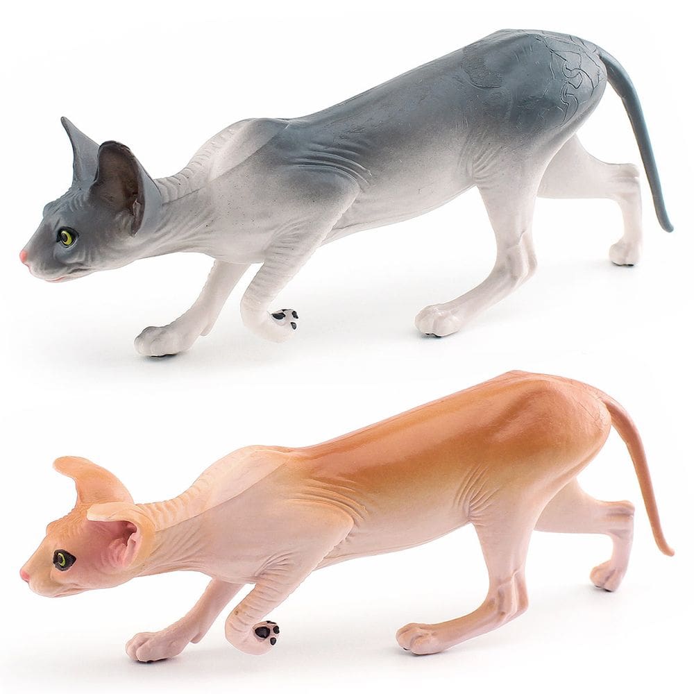 Conjunto de estatuetas Sphynx Cat, modelos realistas de gatos sem pêlos em PVC