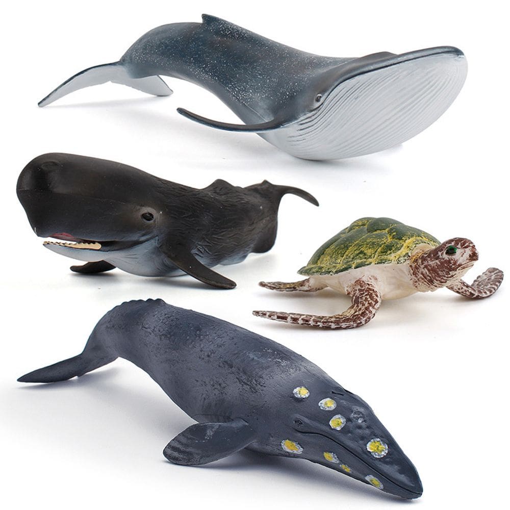 Conjunto de estatuetas de animais oceânicos, 4 peças de brinquedo infantil de PVC realista