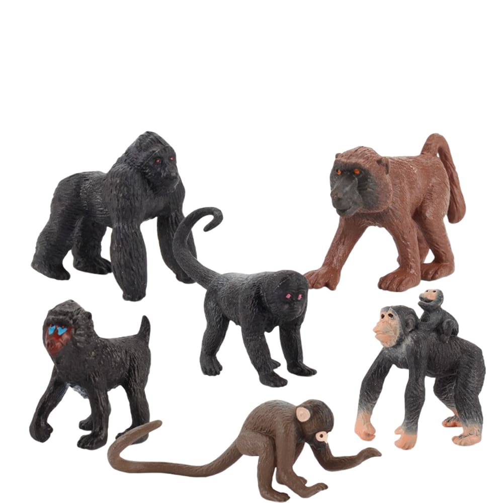 Conjunto de bonecos Realistic Monkey, 6 peças, PVC Wild Animal Kids