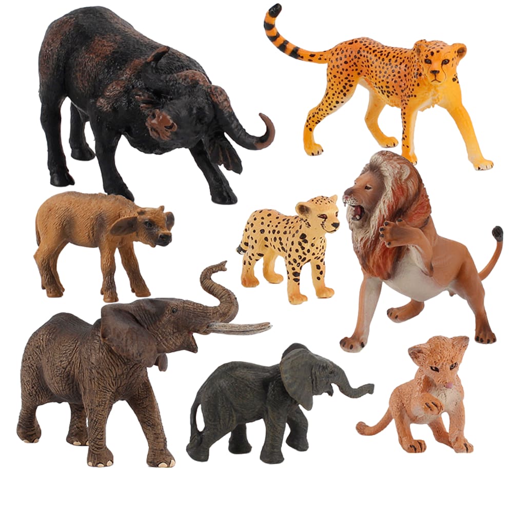 Conjunto de figuras de animais selvagens africanos, 8 peças de PVC realistas para crianças
