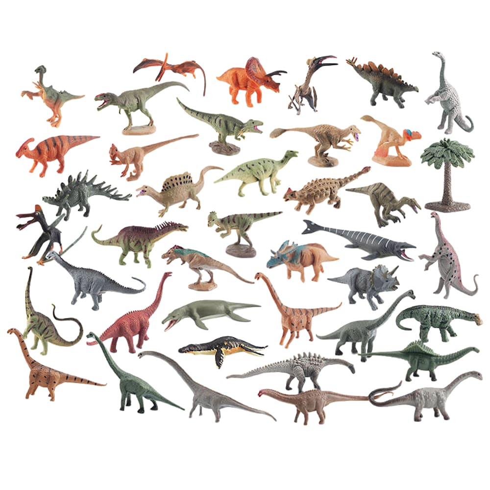 Conjunto de bonecos de mini dinossauro, 41 peças de brinquedos realistas de PVC para crianças