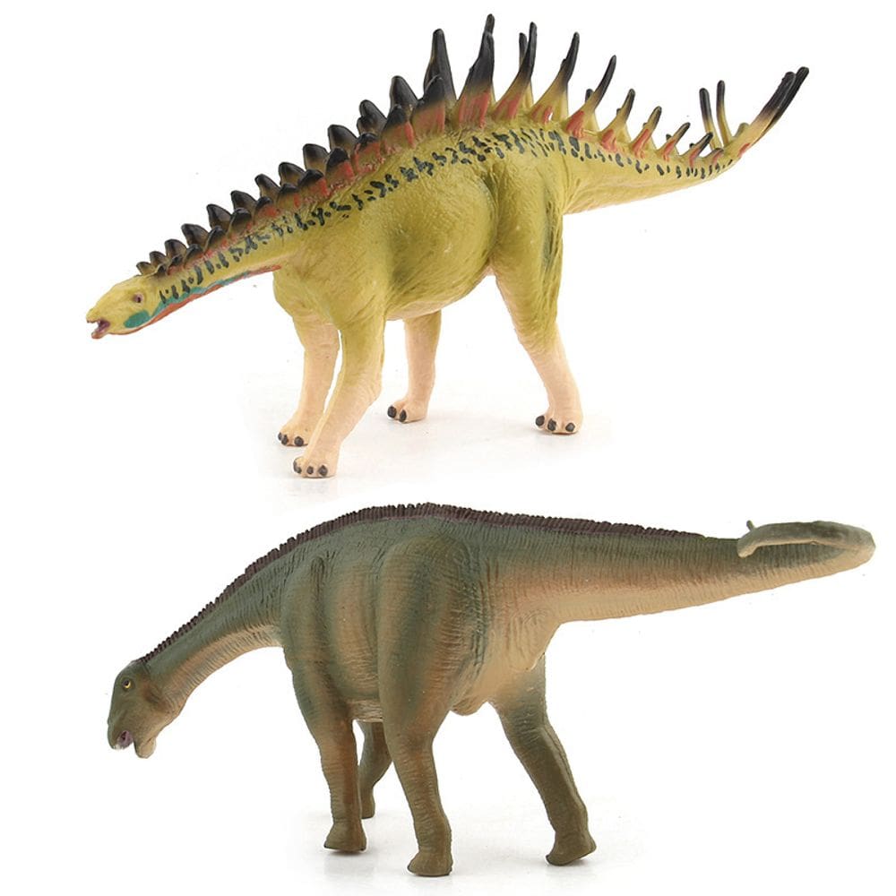 Conjunto de figuras de dinossauro em PVC, estegossauro, saurópode realista