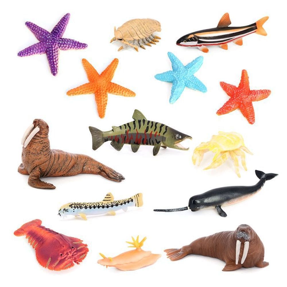 Conjunto de figuras de animais oceânicos realistas de 14 unidades de criaturas marinhas de PVC