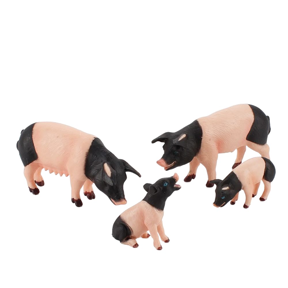 Conjunto de estatuetas de porco vietnamita, 4 peças, PVC, modelos realistas para crianças