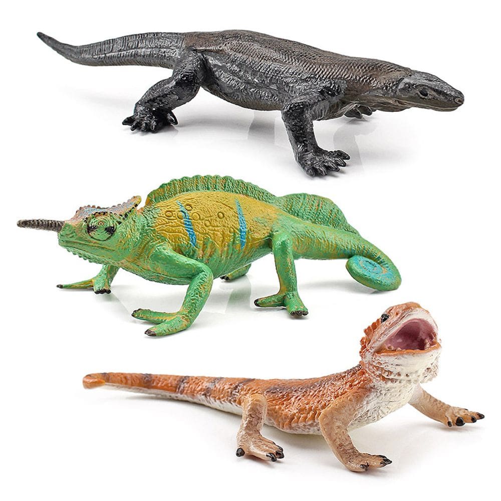 Mini conjunto de bonecos de anfíbios Desert Chameleon Lizard Gecko, 3 unidades