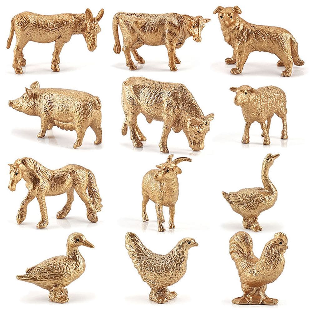 Conjunto de estatuetas de animais de fazenda em miniatura, 12 unidades - PVC - Crianças a partir de 3 anos
