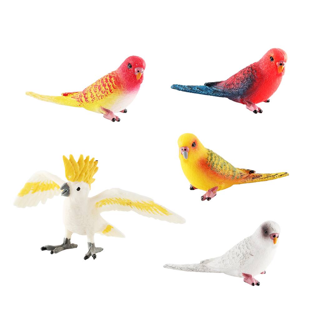 Conjunto de bonecos Realistic Parrot, 5 peças de PVC pintado à mão