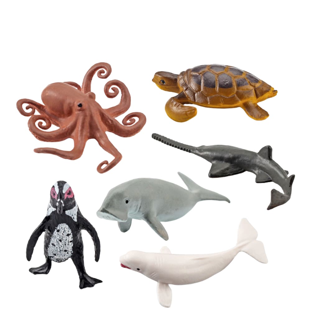 Mini conjunto de figuras de animais oceânicos realistas de PVC