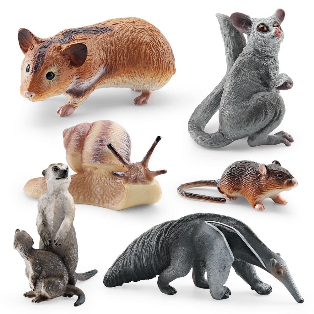 Mini conjunto de estatuetas de animais selvagens, 6 peças de bonecos de PVC para crianças de 3 anos ou mais