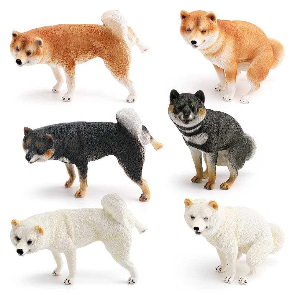 Conjunto de estatuetas Shiba Inu Dog 6 peças de PVC realista japonês