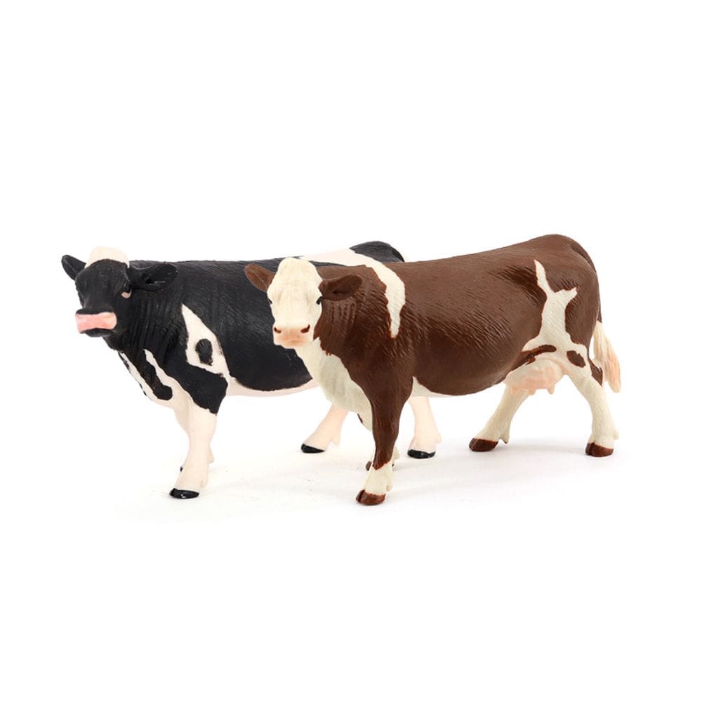Conjunto de estatuetas de vaca, 2 animais de fazenda de plástico realistas para crianças 3 ou mais