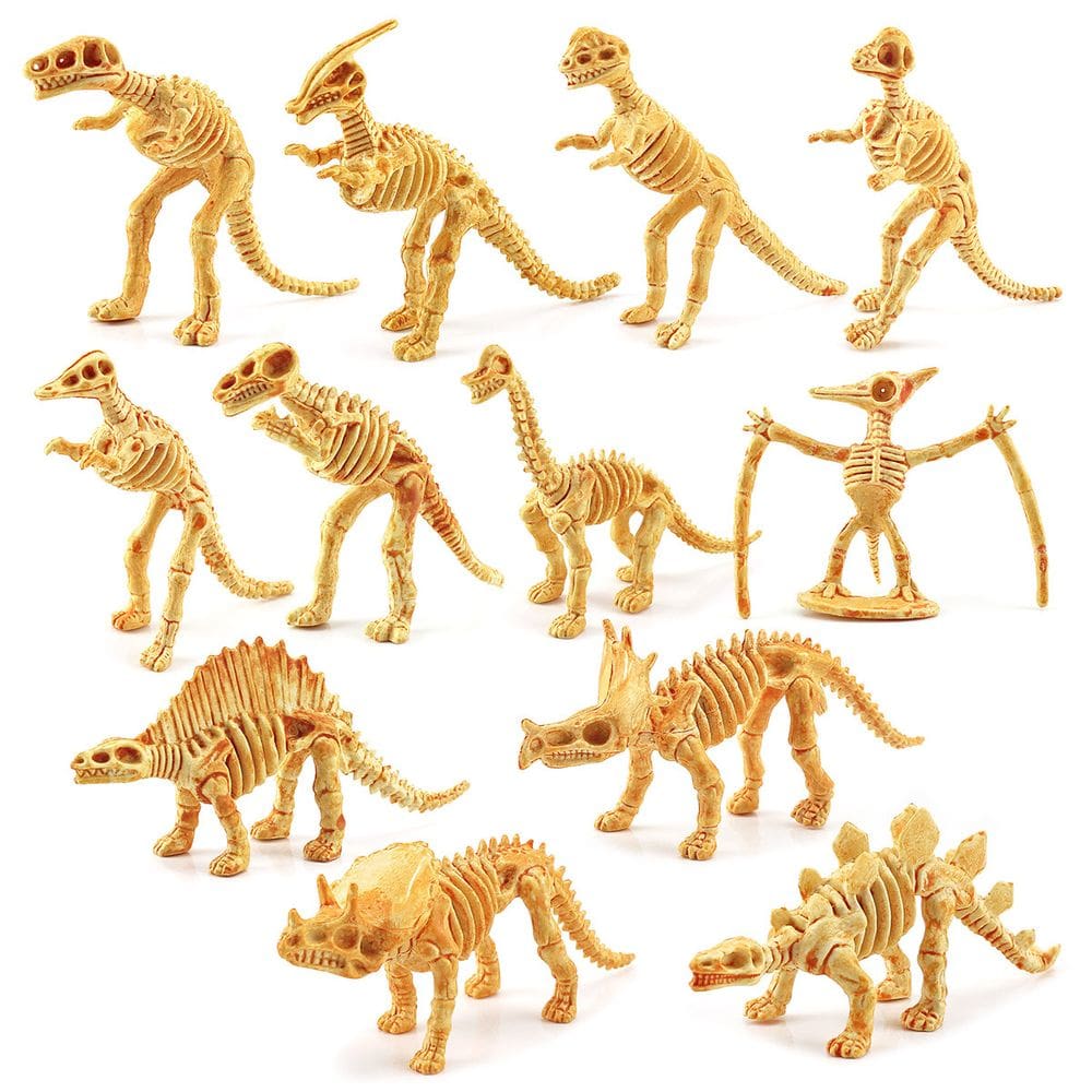 Conjunto de minibonecos de esqueleto de dinossauro, 12 unidades - PVC realista